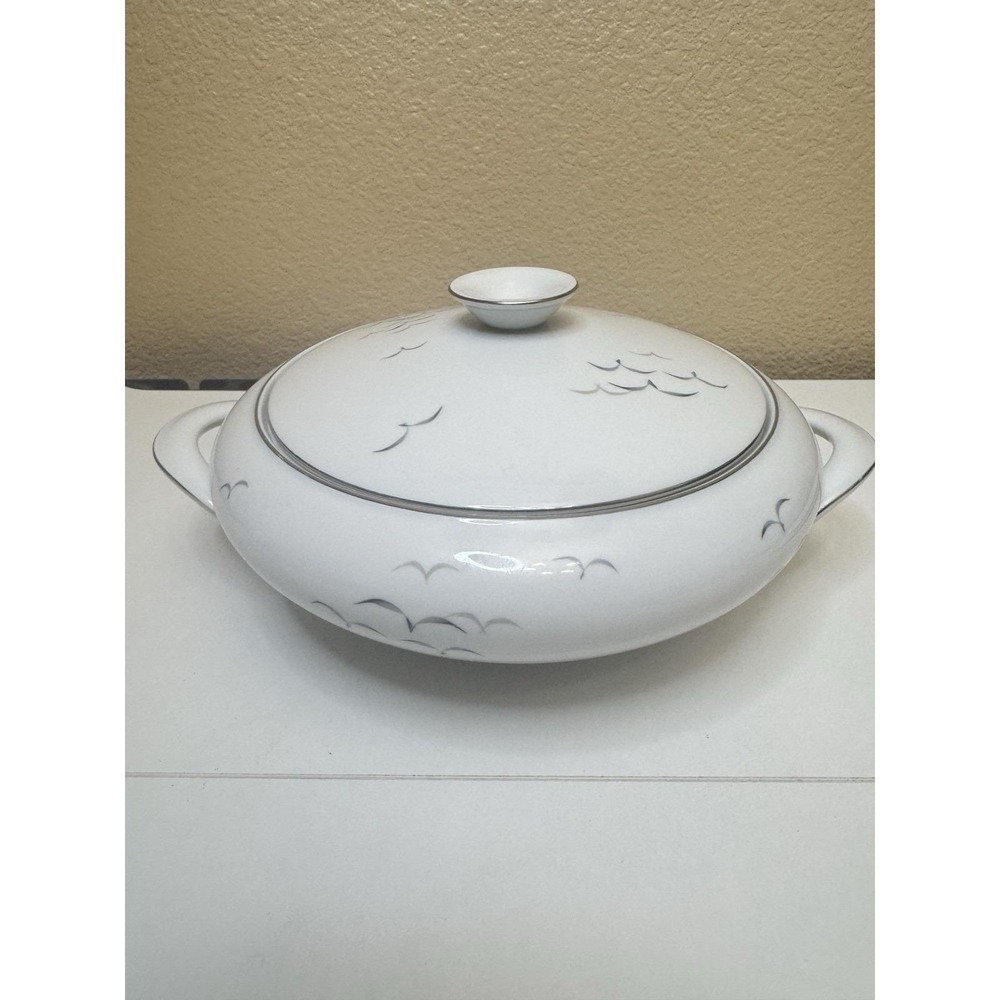 KPM Krister Casserole W/ Lid Covered Made in Germany Silver Trim Birds 1950's